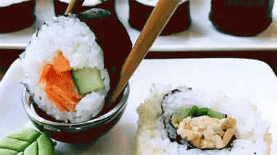 vegetable shrimp dip Sushi Sushi  In Sauce Sushiroll Soy Dipped Chopsticks GIF